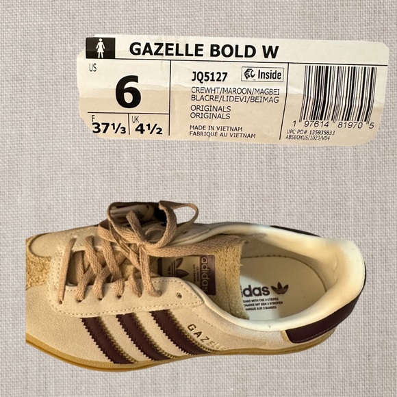 GAZELLE BOLD W CREAM WHITE/MAROON/BEIGE - Picture 5 of 8